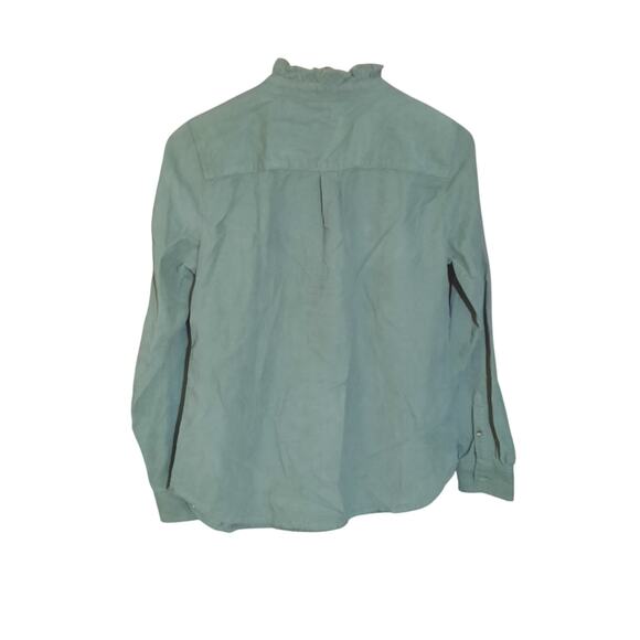 Talbots Womens Green Corduroy Ruffle Collar Long Sleeve Popover Top Size XS - Picture 2 of 5